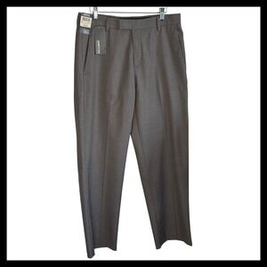 NWT Kenneth Cole Reaction Mens Dress Pants 32x30 Grey Flat Front Smooth Finish